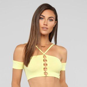 Fashion Nova Bring Me Home Crop Top - Yellow NWOT